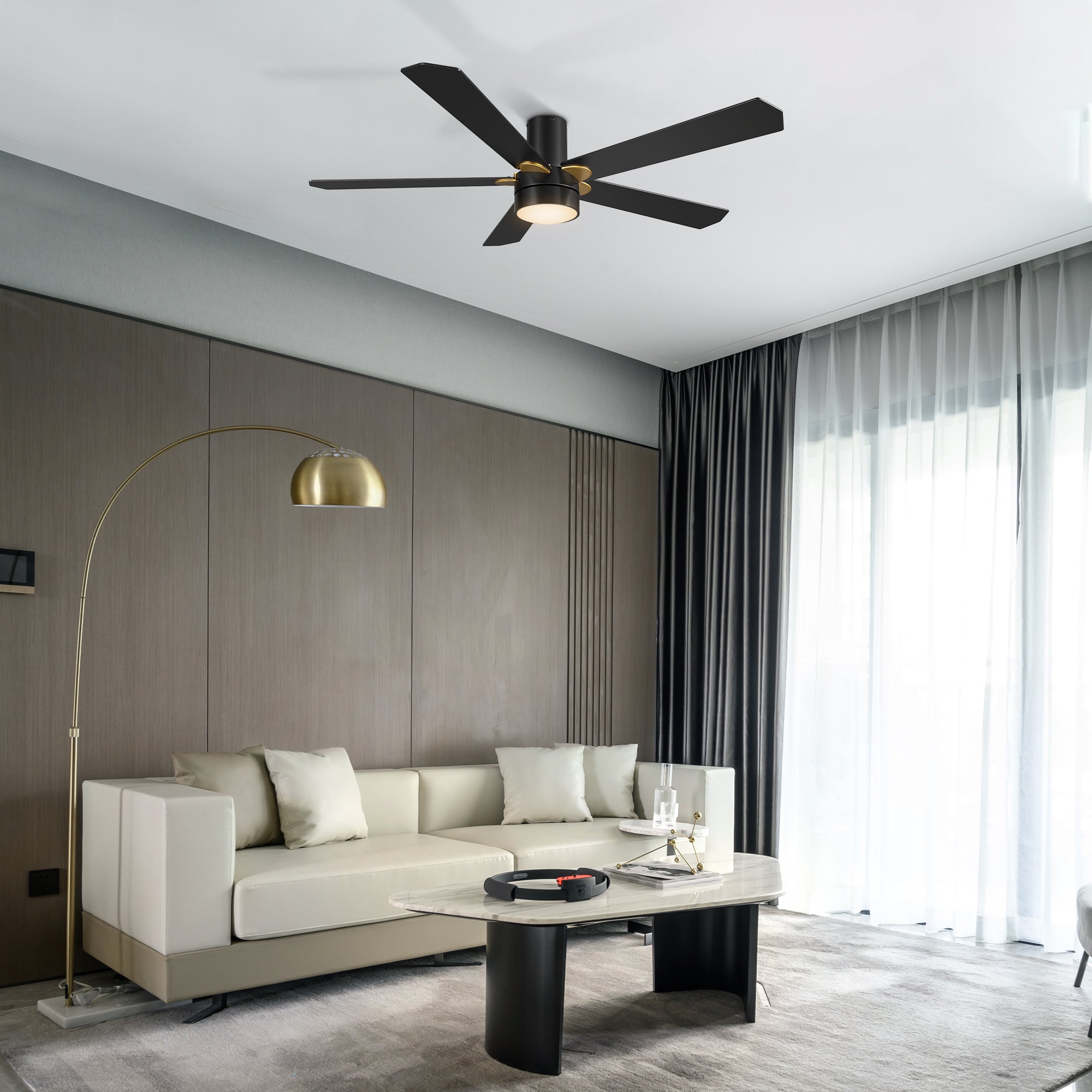 This Harlem 52" smart ceiling fan keeps your space cool, bright, and stylish. It is a soft modern masterpiece perfect for your large indoor living spaces. This Wifi smart ceiling fan is a simplicity designing with Black finish, use elegant Plywood blades and has an integrated 4000K LED cool light. The fan features Remote control, Wi-Fi apps, Siri Shortcut and Voice control technology (compatible with Amazon Alexa and Google Home Assistant ) to set fan preferences.