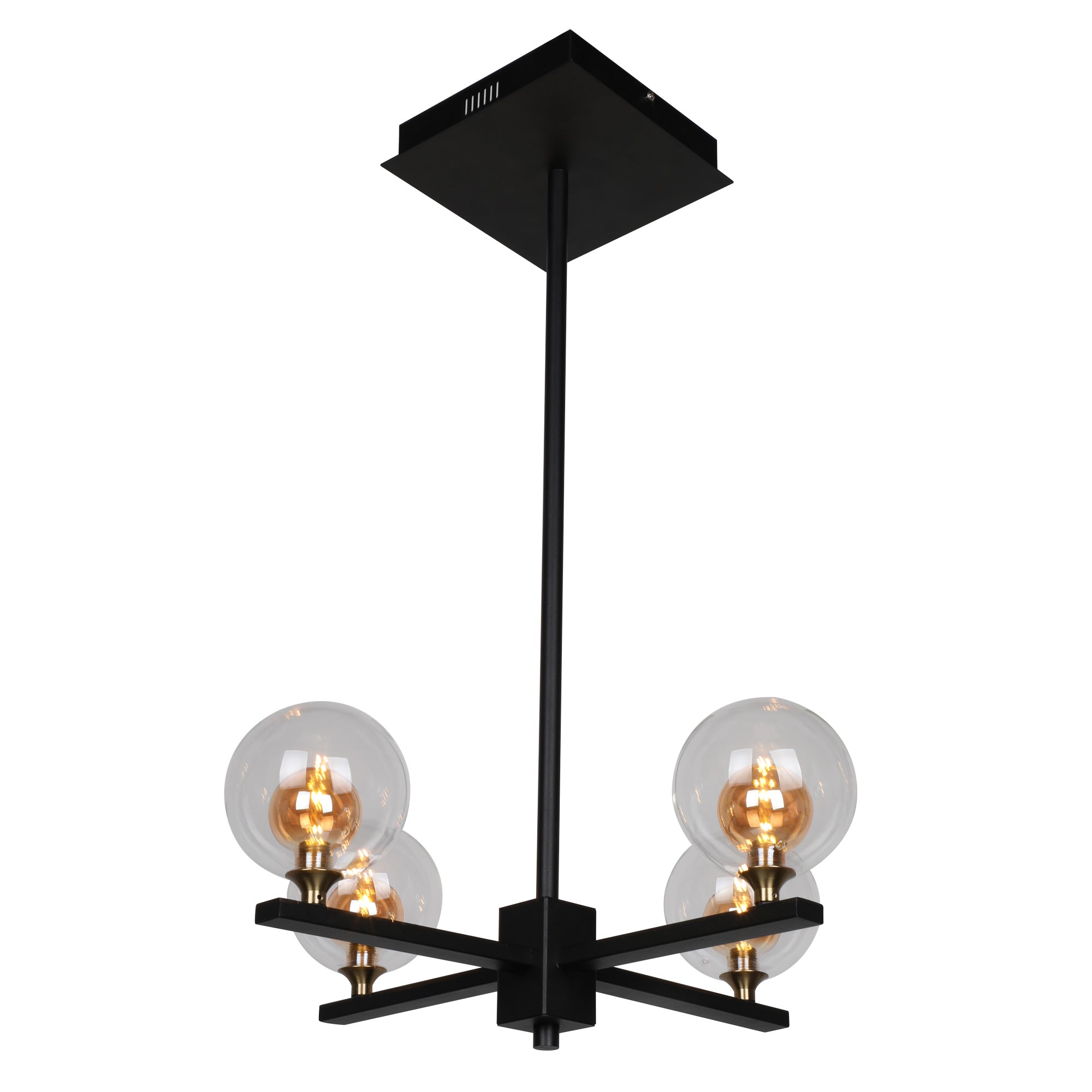 Smafan Ravenna Amber Glass Shade LED Pendnat Light shows with gentle illumination,offers an updated contemporary décor.This masterful light fixture come with four amber glass shades that will add a sparking beautiful light to your home.It shows the art of the light and the definition of beauty.Smooth modeling design gives a comfortable appearance of beauty.