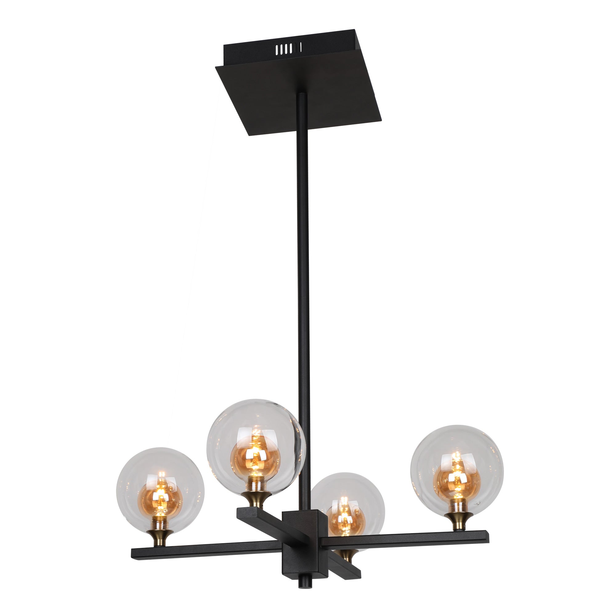 Smafan Ravenna Amber Glass Shade LED Pendnat Light shows with gentle illumination,offers an updated contemporary décor.This masterful light fixture come with four amber glass shades that will add a sparking beautiful light to your home.It shows the art of the light and the definition of beauty.Smooth modeling design gives a comfortable appearance of beauty.