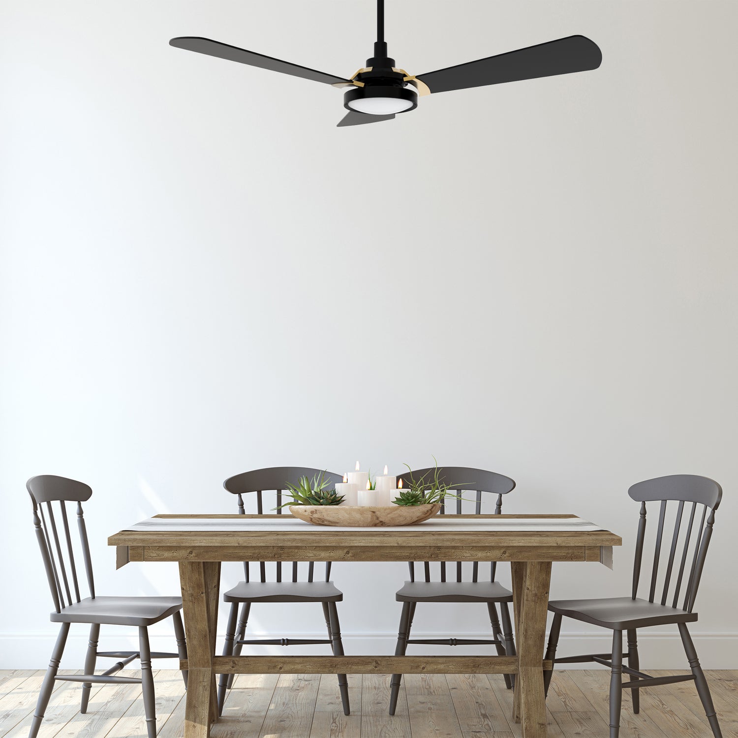This smart ceiling fan is a simplicity designing with White finish, use elegant Plywood blades, Glass shade and has an integrated 4000K LED daylight. The fan features Remote control, Wi-Fi apps, Siri Shortcut and Voice control technology (compatible with Amazon Alexa and Google Home Assistant ) to set fan preferences.