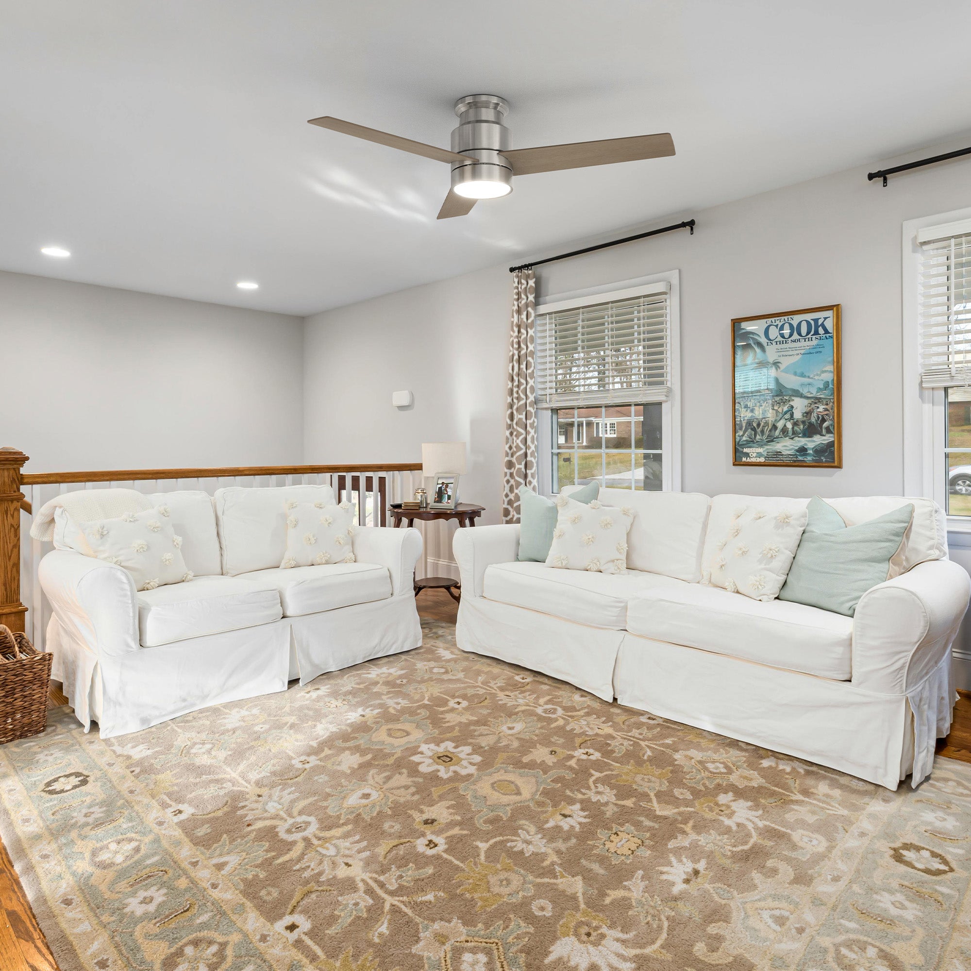 Smafan Ranger Smart Ceiling Fan blends elegantly into its surroundings while providing a cooling effect and strong airflow that large indoor living spaces need. Ranger’s energy-efficient LED light kit has 3000 lumens and lasts over 50000+ hours and its warm soft white light creates an inviting space. Ranger’s energy-efficient and completely silent motor provides a comfortable environment for any indoor spaces.