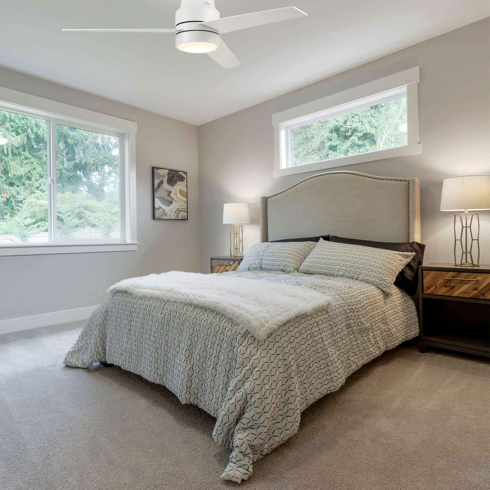 Smafan Ranger Smart Ceiling Fan blends elegantly into its surroundings while providing a cooling effect and strong airflow that large indoor living spaces need. Ranger’s energy-efficient LED light kit has 3000 lumens and lasts over 50000+ hours and its warm soft white light creates an inviting space. Ranger’s energy-efficient and completely silent motor provides a comfortable environment for any indoor spaces.