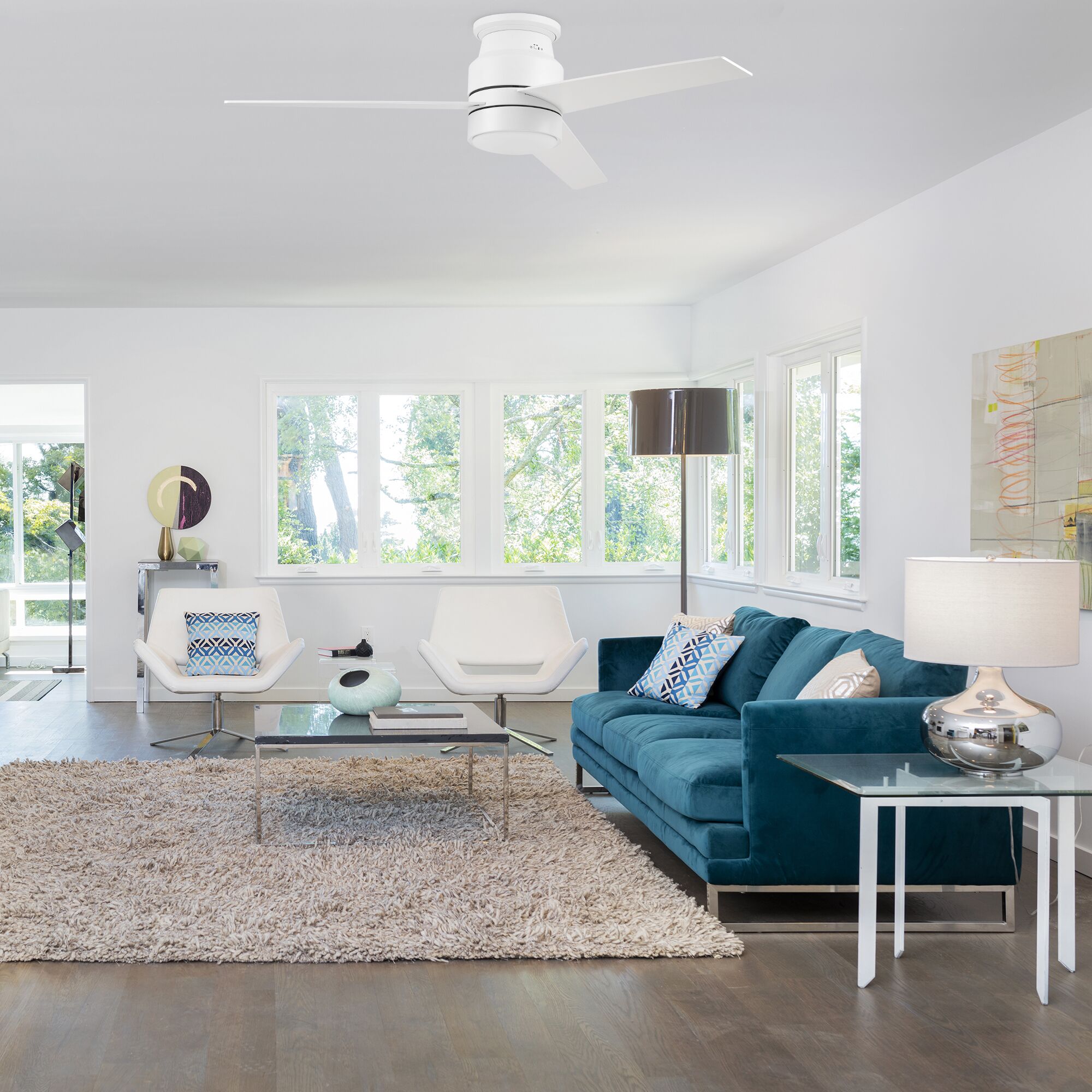 Smafan Ranger Smart Ceiling Fan blends elegantly into its surroundings while providing a cooling effect and strong airflow that large indoor living spaces need. Ranger’s energy-efficient LED light kit has 3000 lumens and lasts over 50000+ hours and its warm soft white light creates an inviting space. Ranger’s energy-efficient and completely silent motor provides a comfortable environment for any indoor spaces.