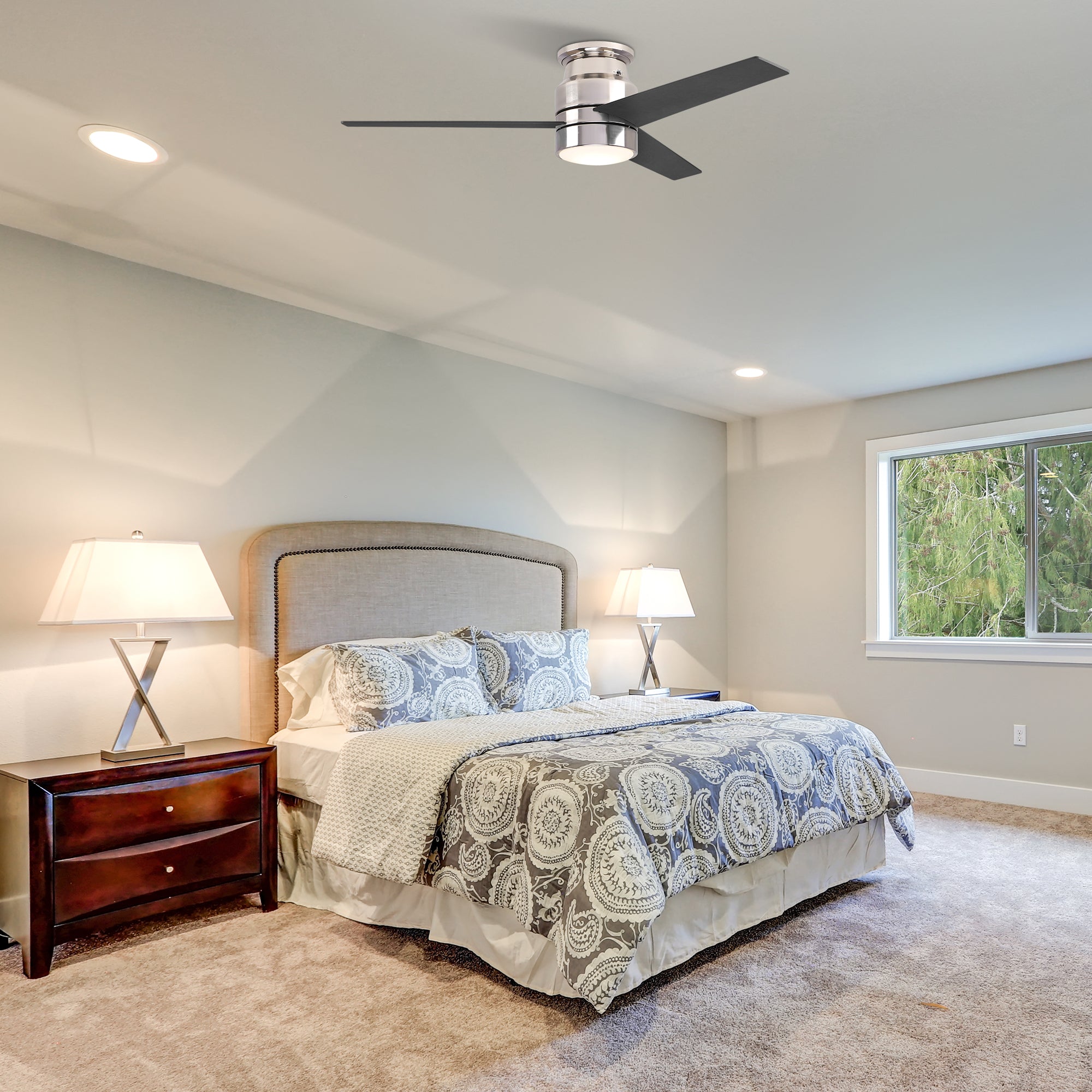 Smafan Ranger Smart Ceiling Fan blends elegantly into its surroundings while providing a cooling effect and strong airflow that large indoor living spaces need. Ranger’s energy-efficient LED light kit has 3000 lumens and lasts over 50000+ hours and its warm soft white light creates an inviting space. Ranger’s energy-efficient and completely silent motor provides a comfortable environment for any indoor spaces.