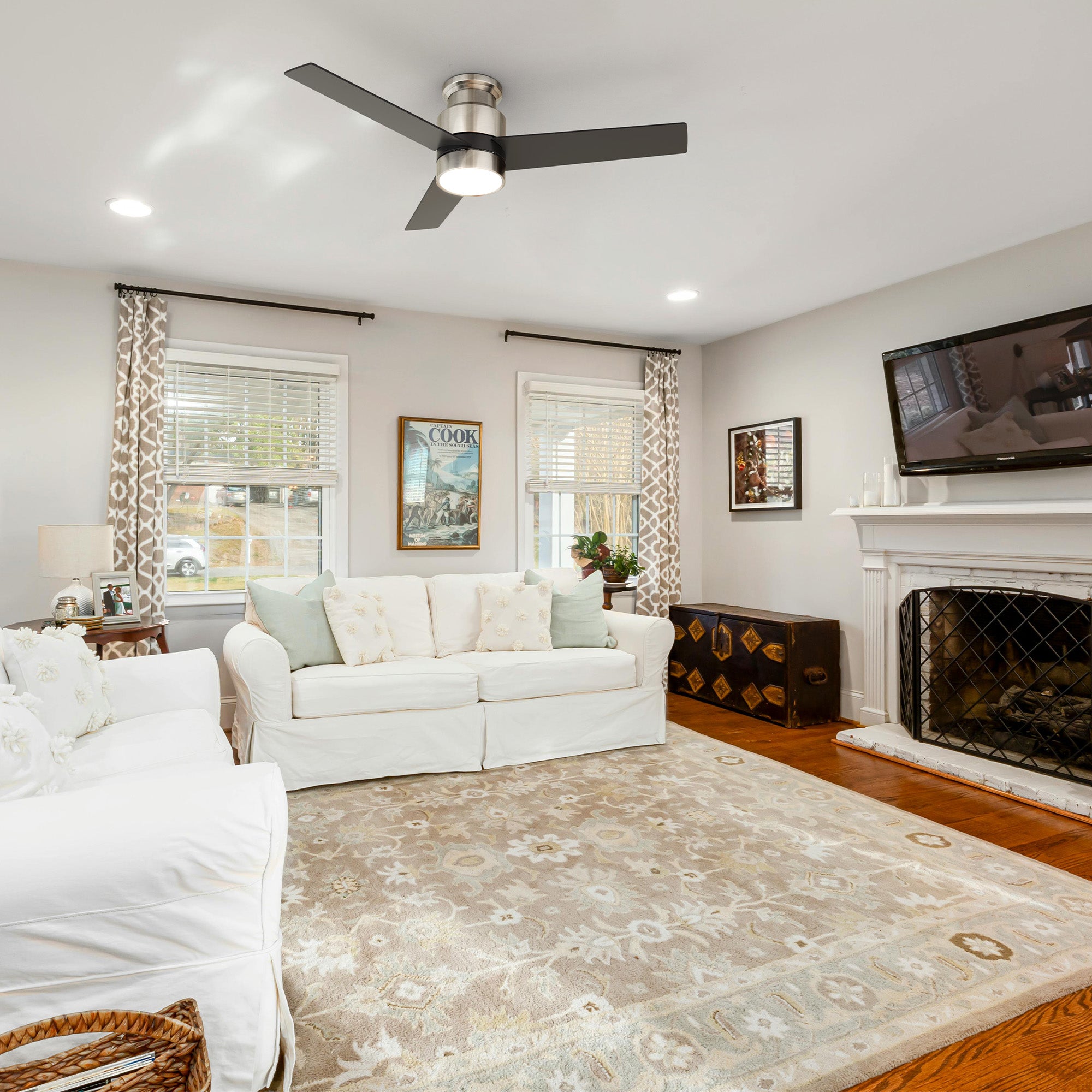 Smafan Ranger Smart Ceiling Fan blends elegantly into its surroundings while providing a cooling effect and strong airflow that large indoor living spaces need. Ranger’s energy-efficient LED light kit has 3000 lumens and lasts over 50000+ hours and its warm soft white light creates an inviting space. Ranger’s energy-efficient and completely silent motor provides a comfortable environment for any indoor spaces.