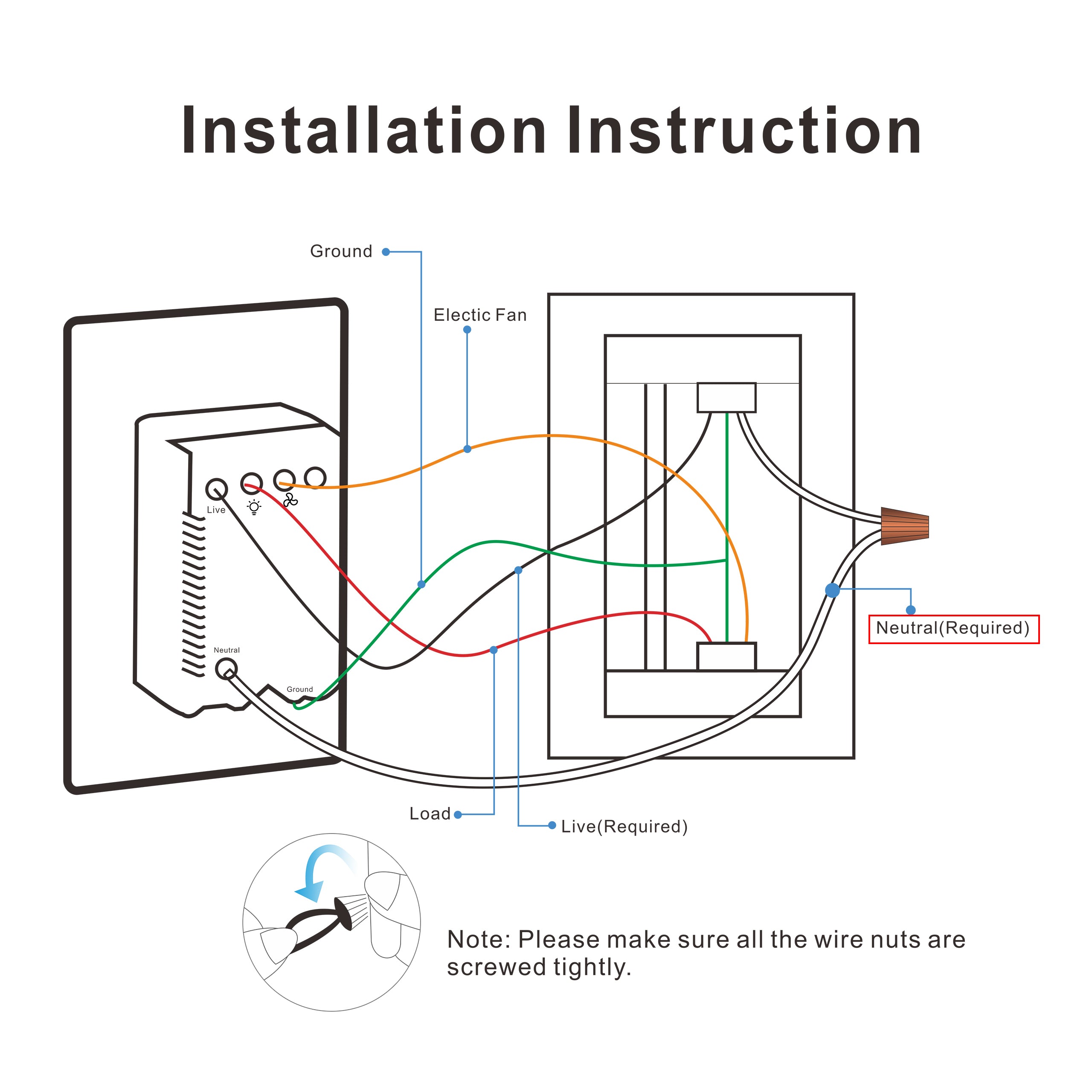 Carro Home Smart Wall Switch Controller For Ceiling Fans (1 Gang)