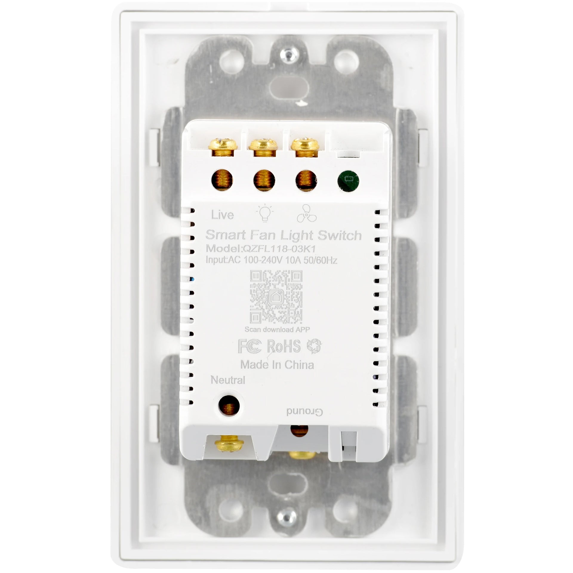 Carro Home Smart Wall Switch Controller For Ceiling Fans (4 Gang)