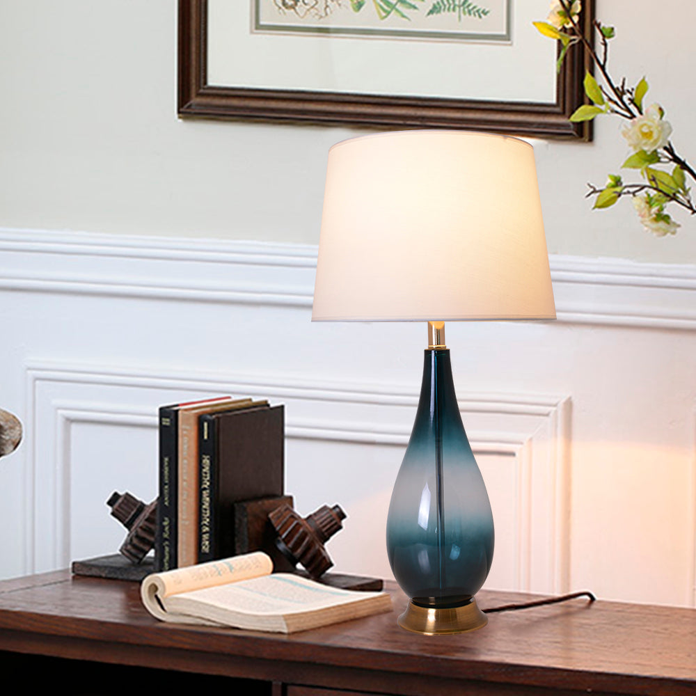 Tulip Ombre Droplet Glass Table Lamp 28" - Deep Green Ombre/White (Set of 2)