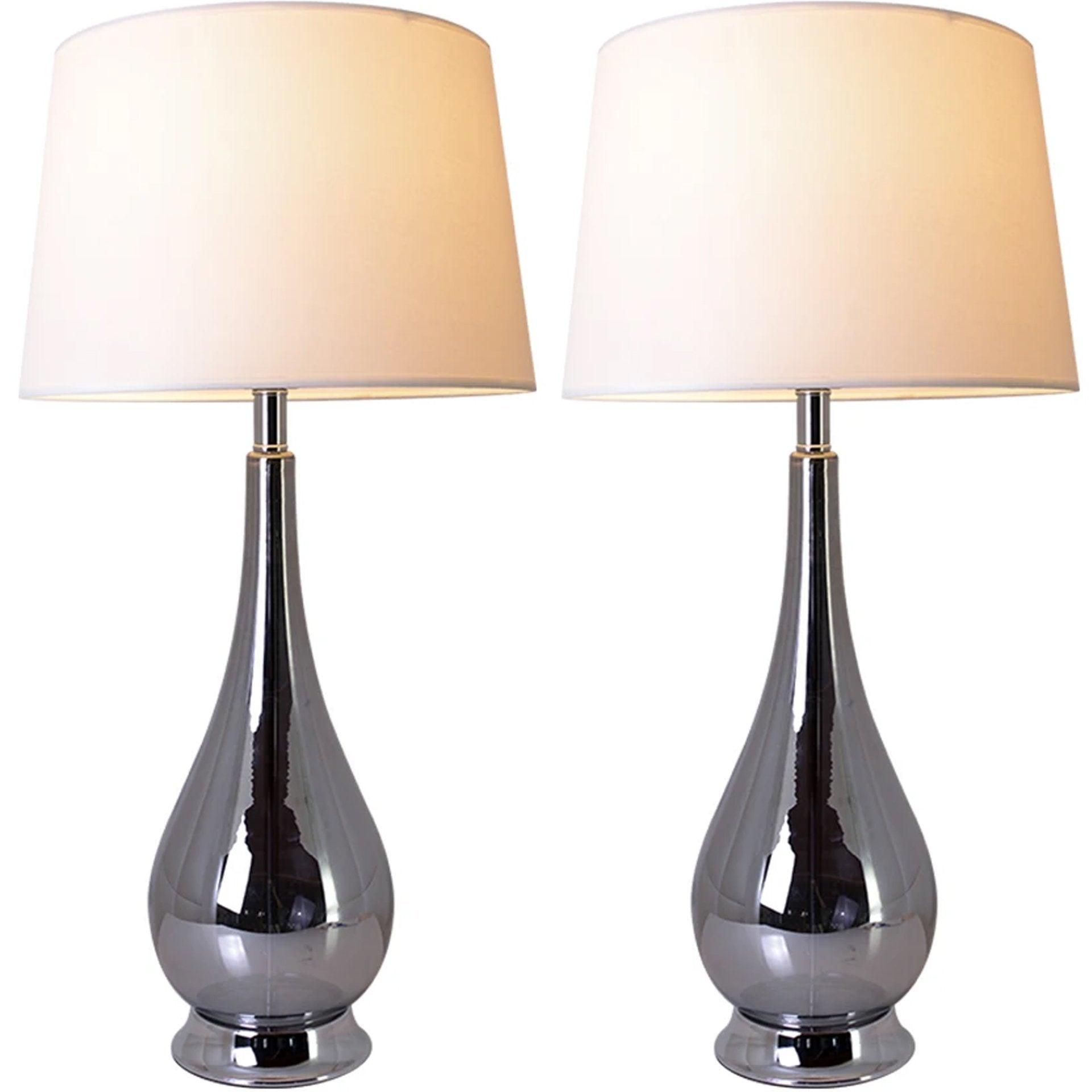 Tulip Big Translucent Ombre Glass Table Lamp 30" - Chrome Ombre/White (Set of 2)