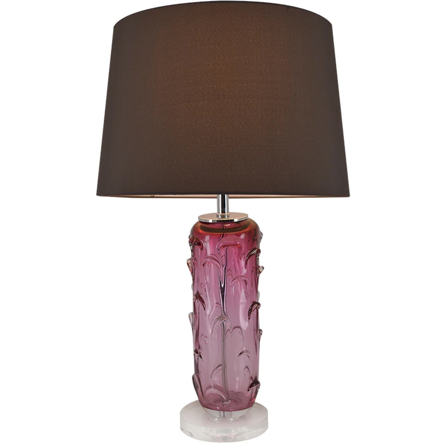 Carro Home Hyacinth Sculpted Translucent Glass Accent Table Lamp 27" - Rouge Pink/Chocolate Brown