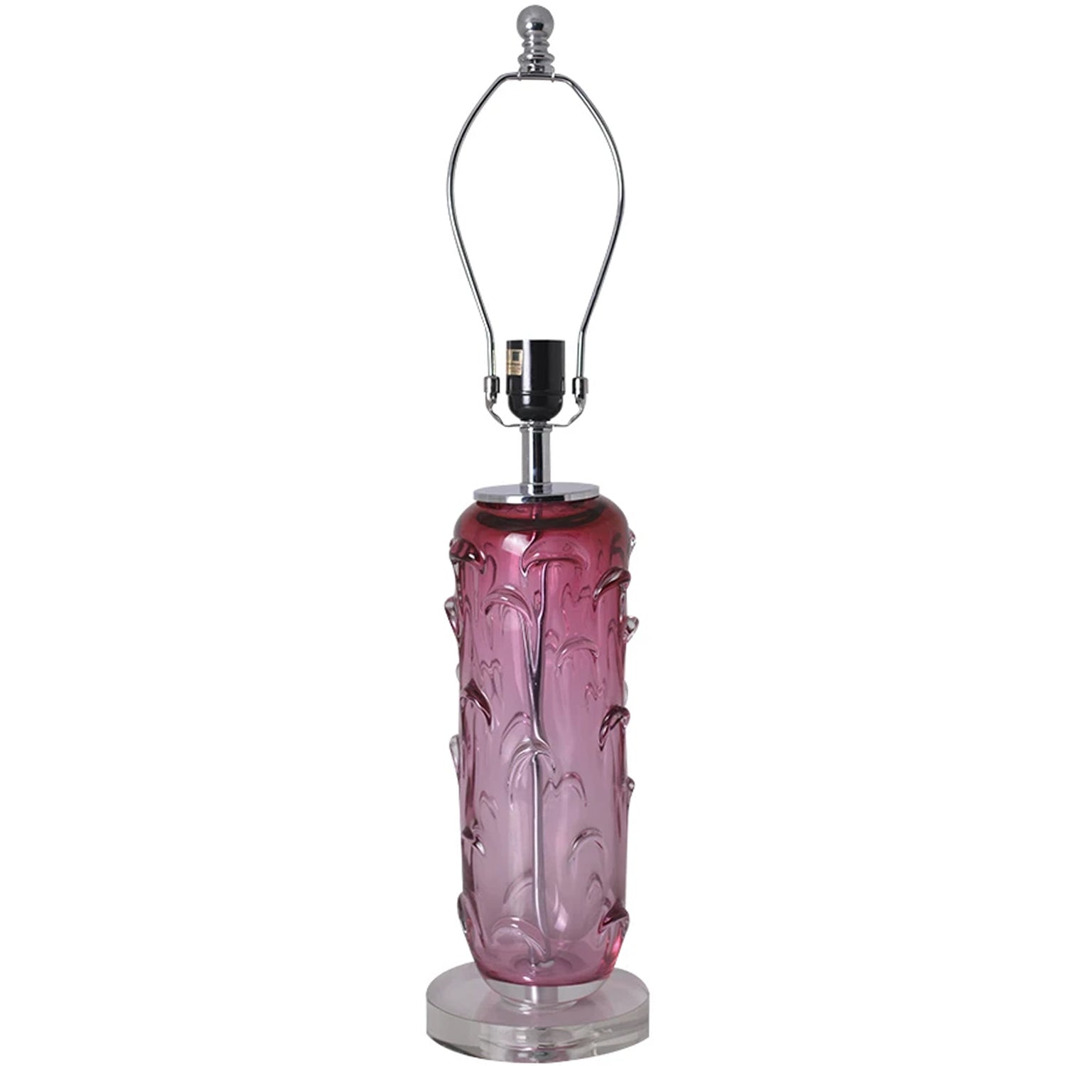 Carro Home Hyacinth Sculpted Translucent Glass Accent Table Lamp 27" - Rouge Pink/Chocolate Brown