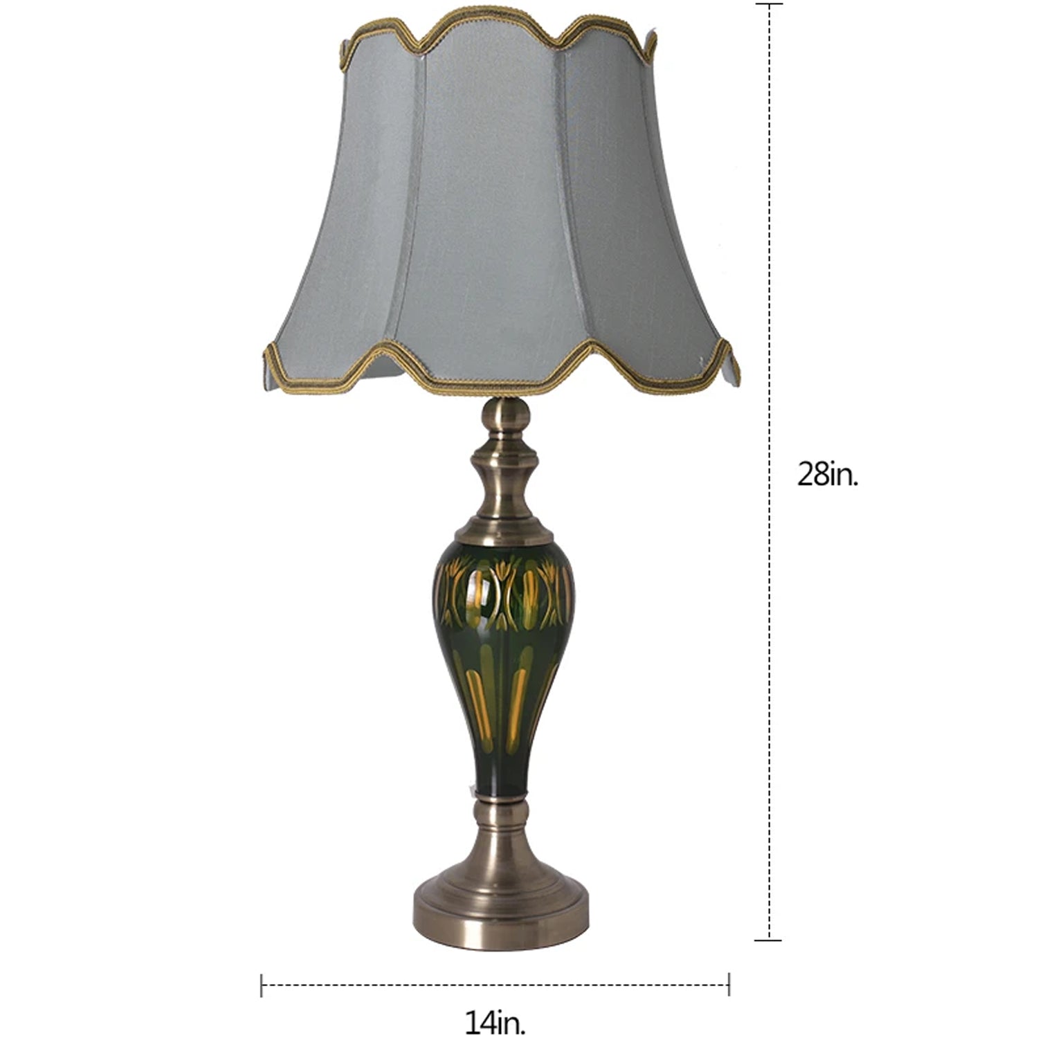 Carro Home Petunia Art Deco Fluted Glass Table Lamp 28" - Emerald Green/Light Green