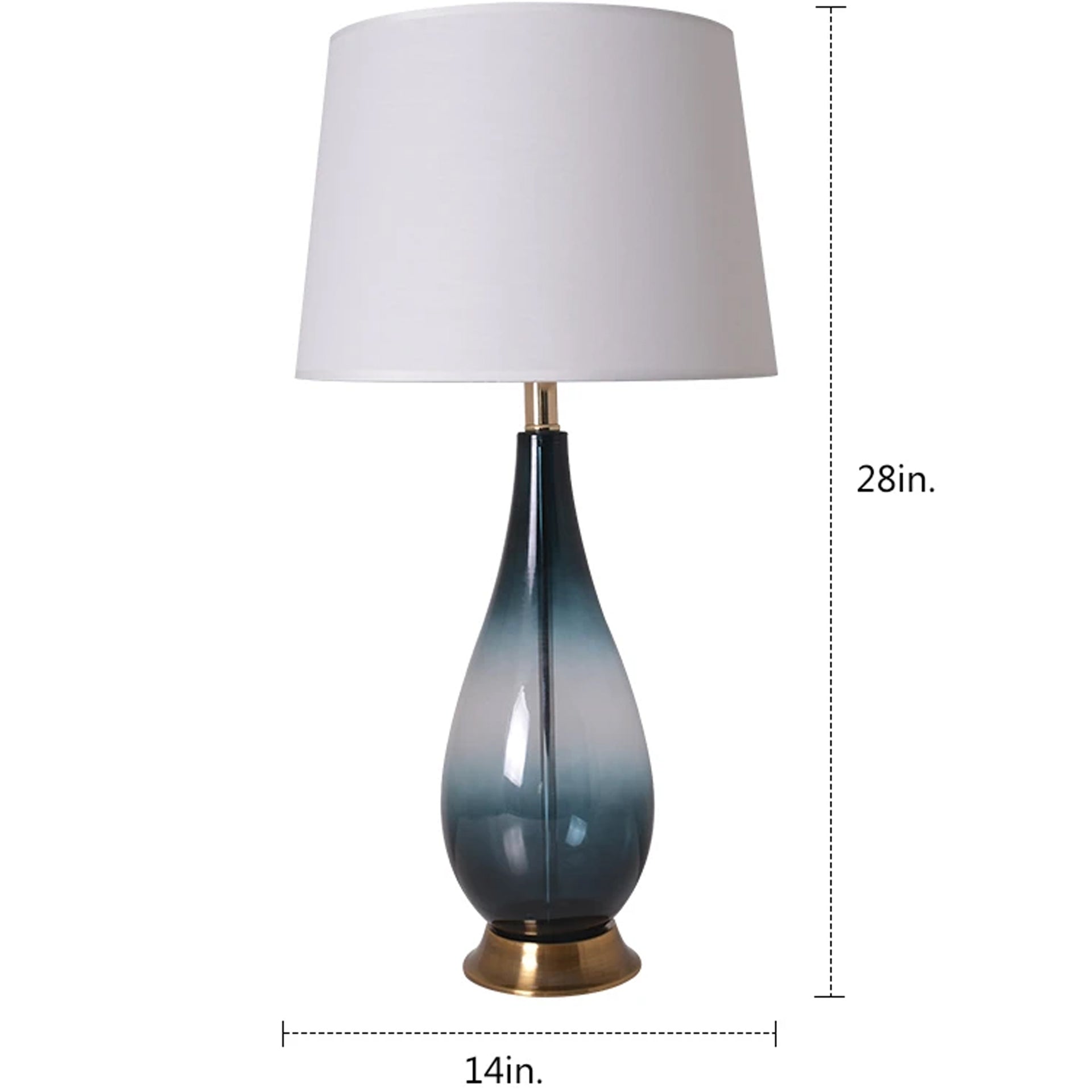 Carro Home Tulip Ombre Droplet Glass Table Lamp 28" - Deep Green Ombre/White (Set of 2)