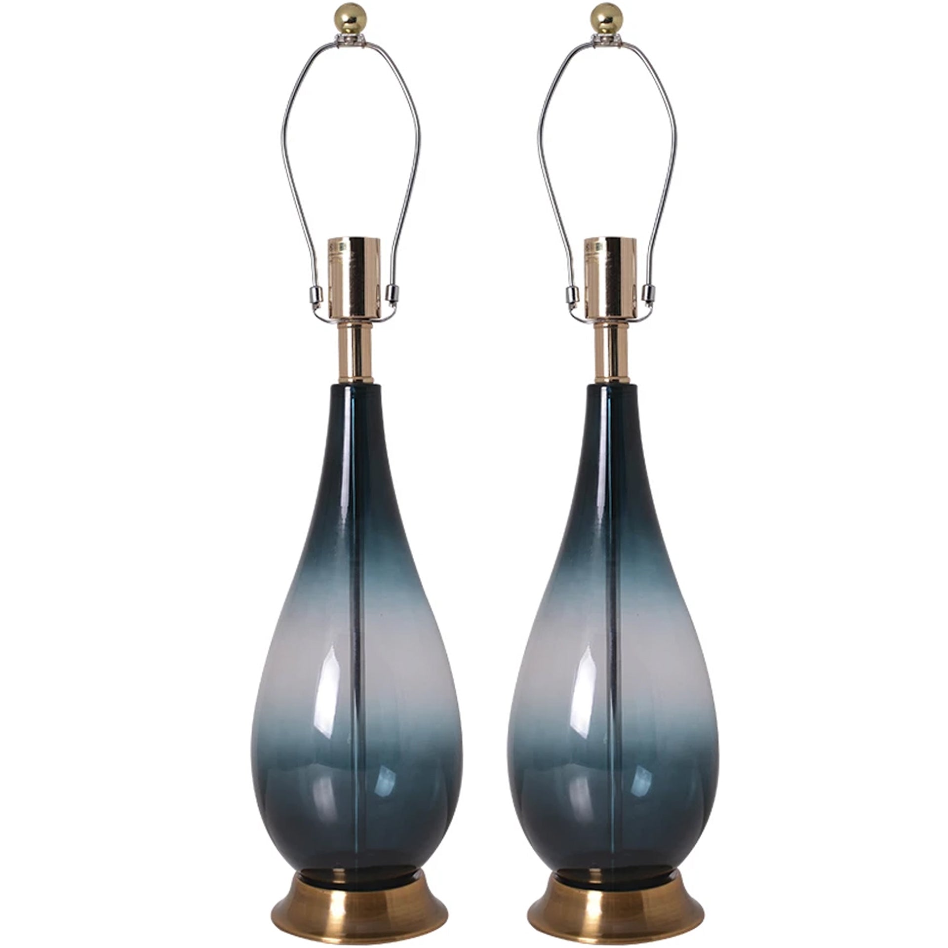 Carro Home Tulip Ombre Droplet Glass Table Lamp 28" - Deep Green Ombre/White (Set of 2)