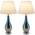 Carro Home Tulip Ombre Droplet Glass Table Lamp 28" - Blue Chrome Ombre/Creme (Set of 2)