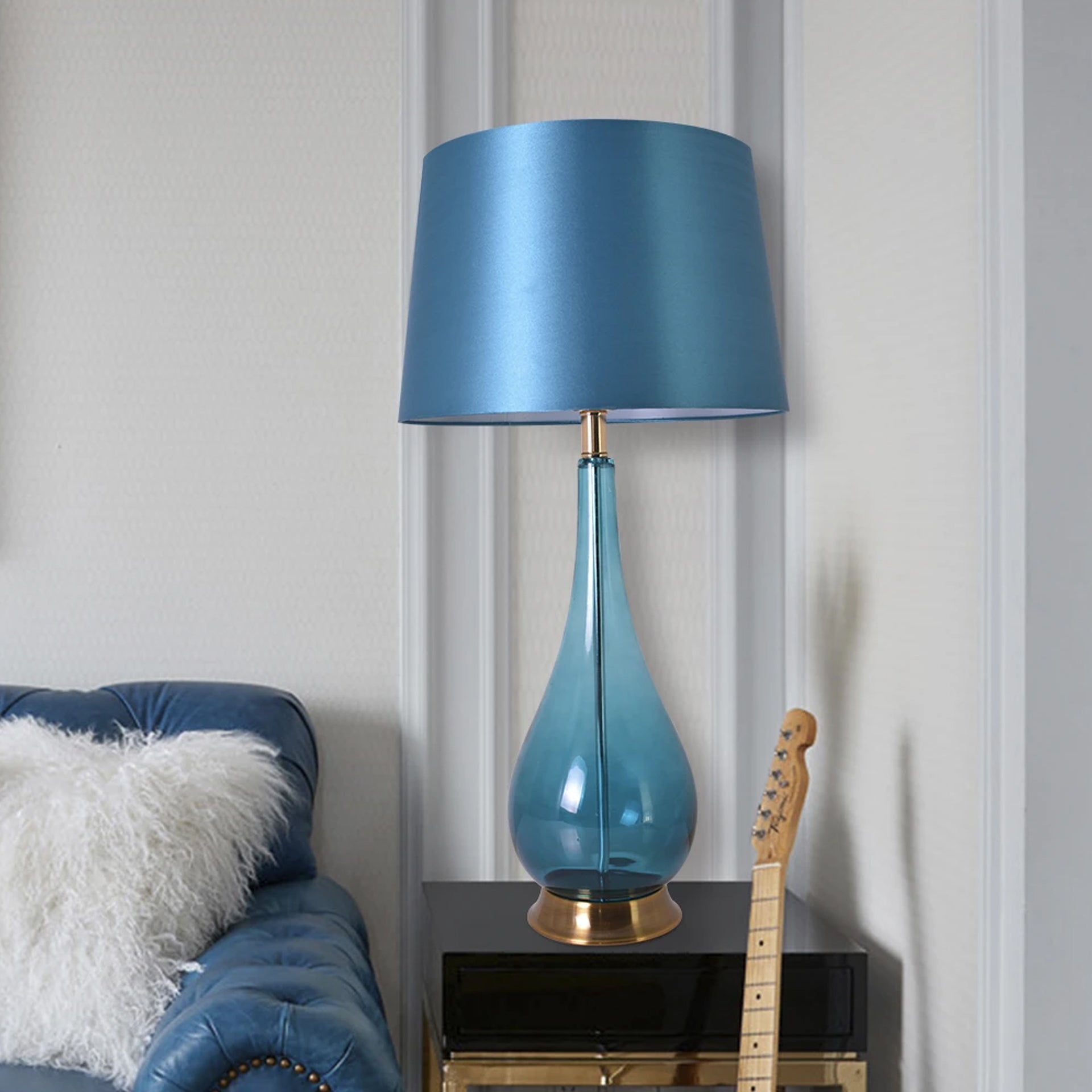 Carro Home Tulip Big Translucent Ombre Glass Table Lamp 30" - Blue Ombre/Blue (Set of 2)