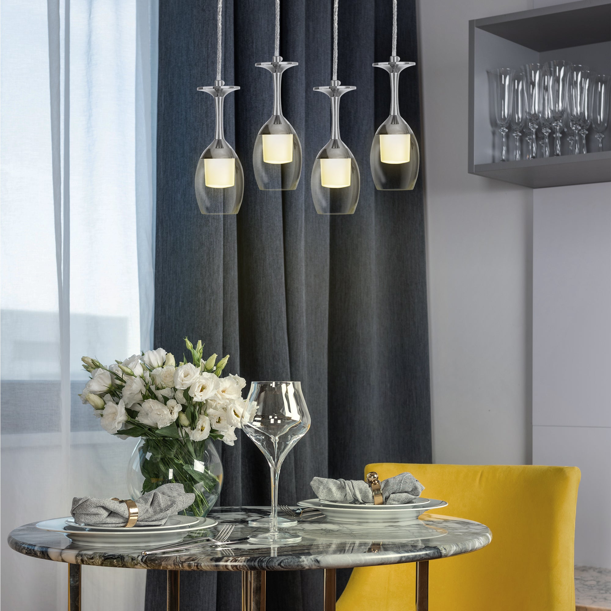 It brings fun light that can be used in every occasion. The pendant light features Wi-Fi apps, Siri Shortcut and Voice control technology (compatible with Amazon Alexa and Google Home Assistant) to set the pendant light dimmable and RGB multicolor. This pendant light can satisfy not only the various color lighting effect settings, but also the more dim color variations that slowly change. The light colors are vivid and bright and dimmable.