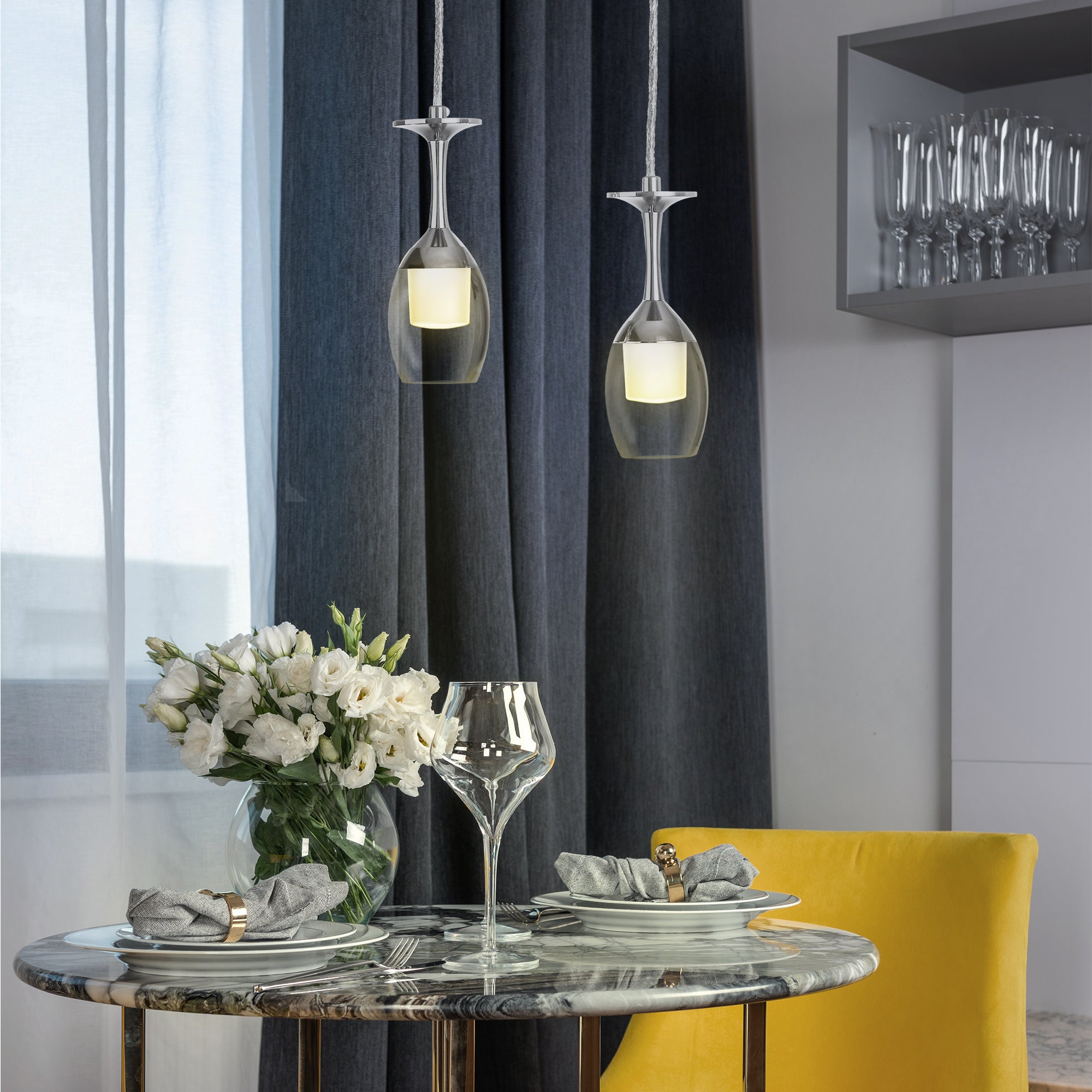 It brings fun light that can be used in every occasion. The pendant light features Wi-Fi apps, Siri Shortcut and Voice control technology (compatible with Amazon Alexa and Google Home Assistant) to set the pendant light dimmable and RGB multicolor. This pendant light can satisfy not only the various color lighting effect settings, but also the more dim color variations that slowly change. The light colors are vivid and bright and dimmable.