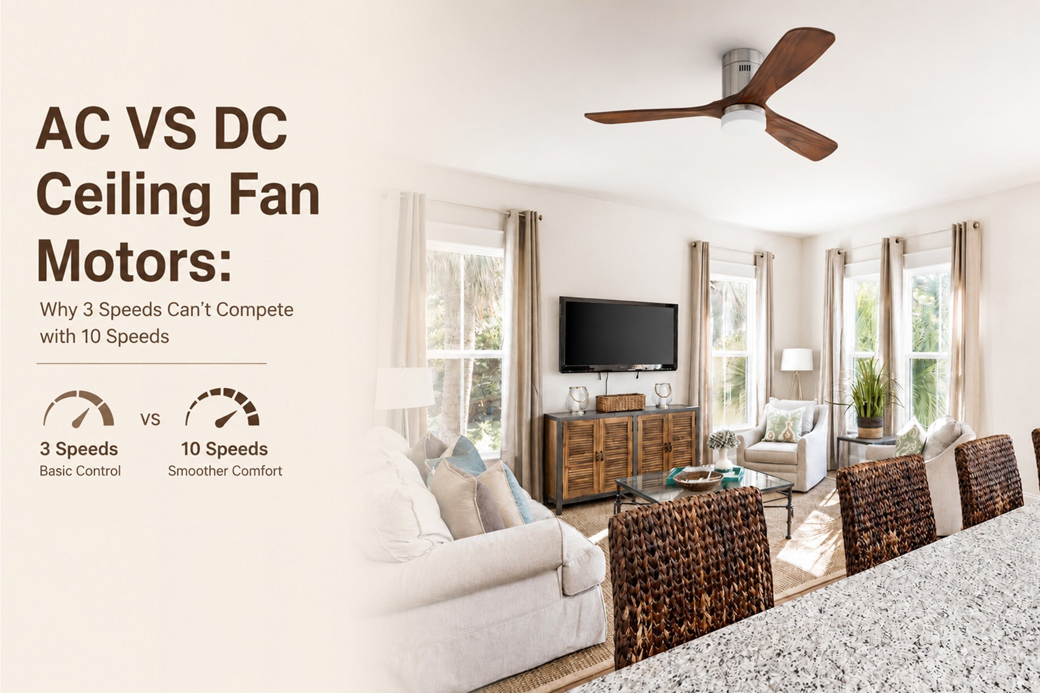 AC vs DC Ceiling Fan Motors: Why 3 Speeds Can't Compete with 10