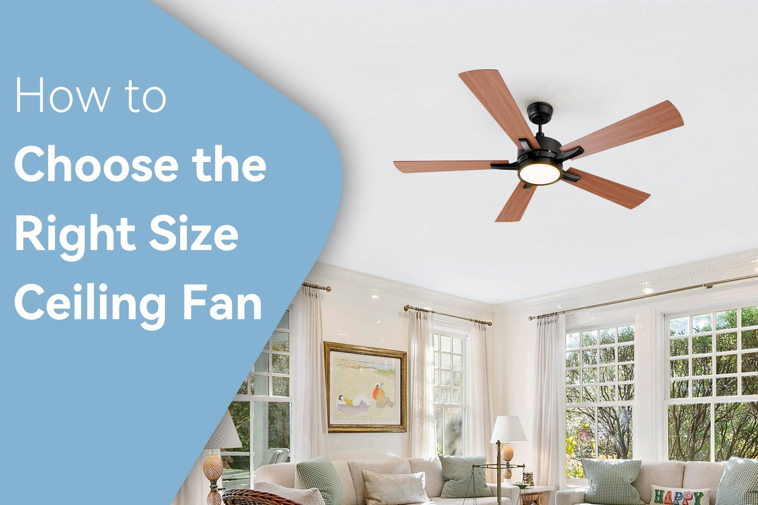 Apex 56 inch smart ceiling fan with light in elegant living room.
