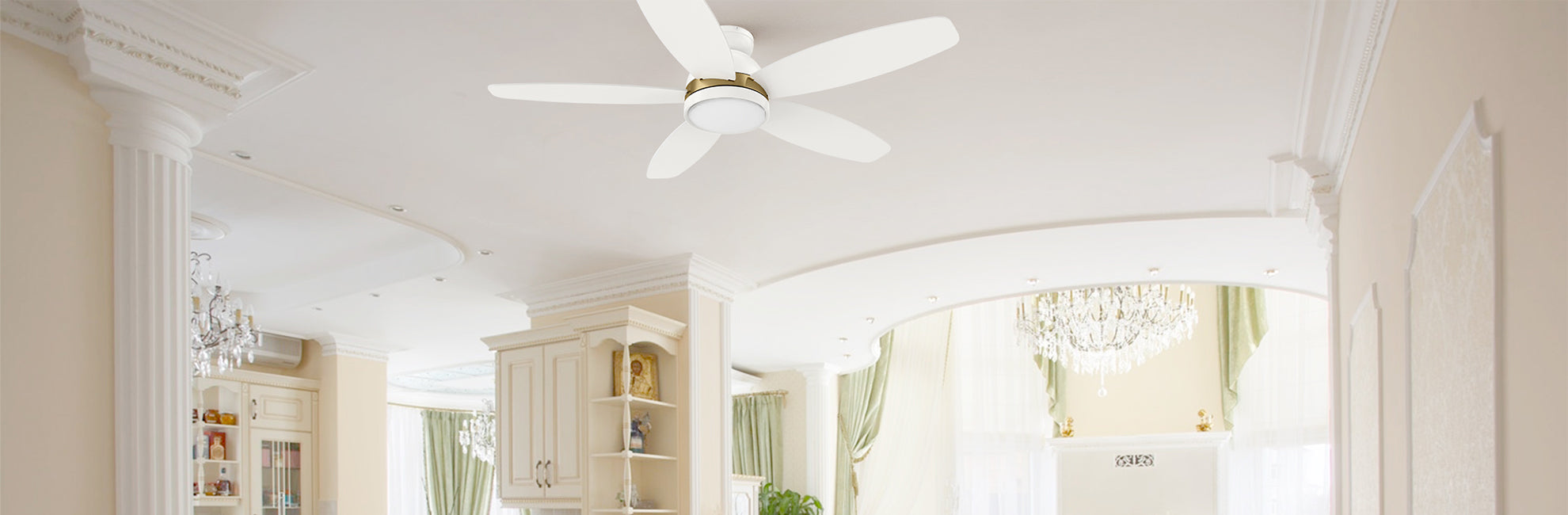 Povjeta Flush Mount Fan with Light and Remote