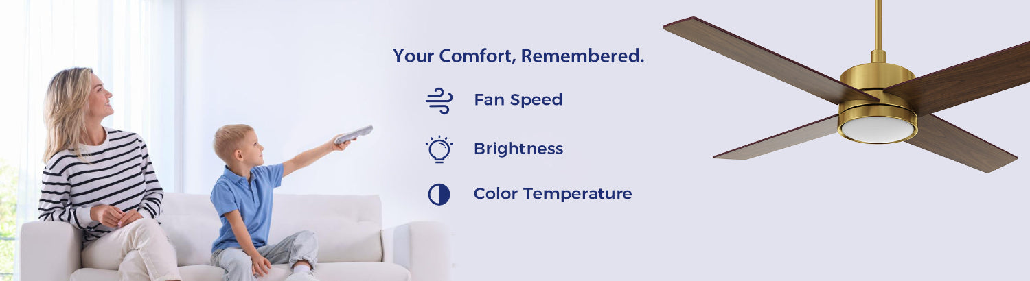 Smart Ceiling Fans with Remote & Wall Control & Memory
