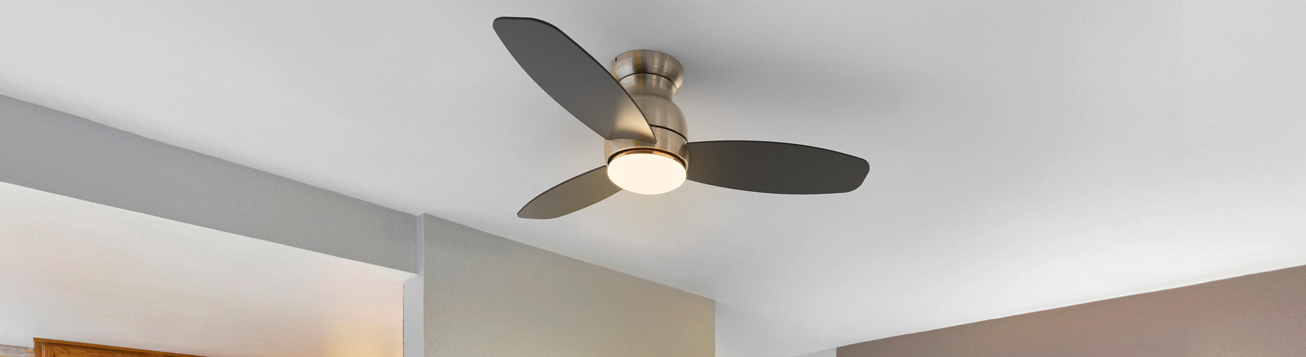 Trendsetter Flush mount 3 Blade Ceiling Fan with Light collection banner decor