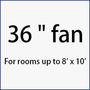 36-inch ceiling fan is suitable for rooms size up to 8' x 10'