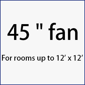 45-inch ceiling fan is suitable for rooms size up to 12' x 12'