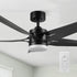 Close-up of the Araceli 52-inch DC ceiling fan with integrated LED light and remote control, showcasing its modern design. 