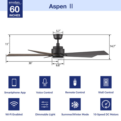 Infographic highlighting the Aspen smart ceiling fan&