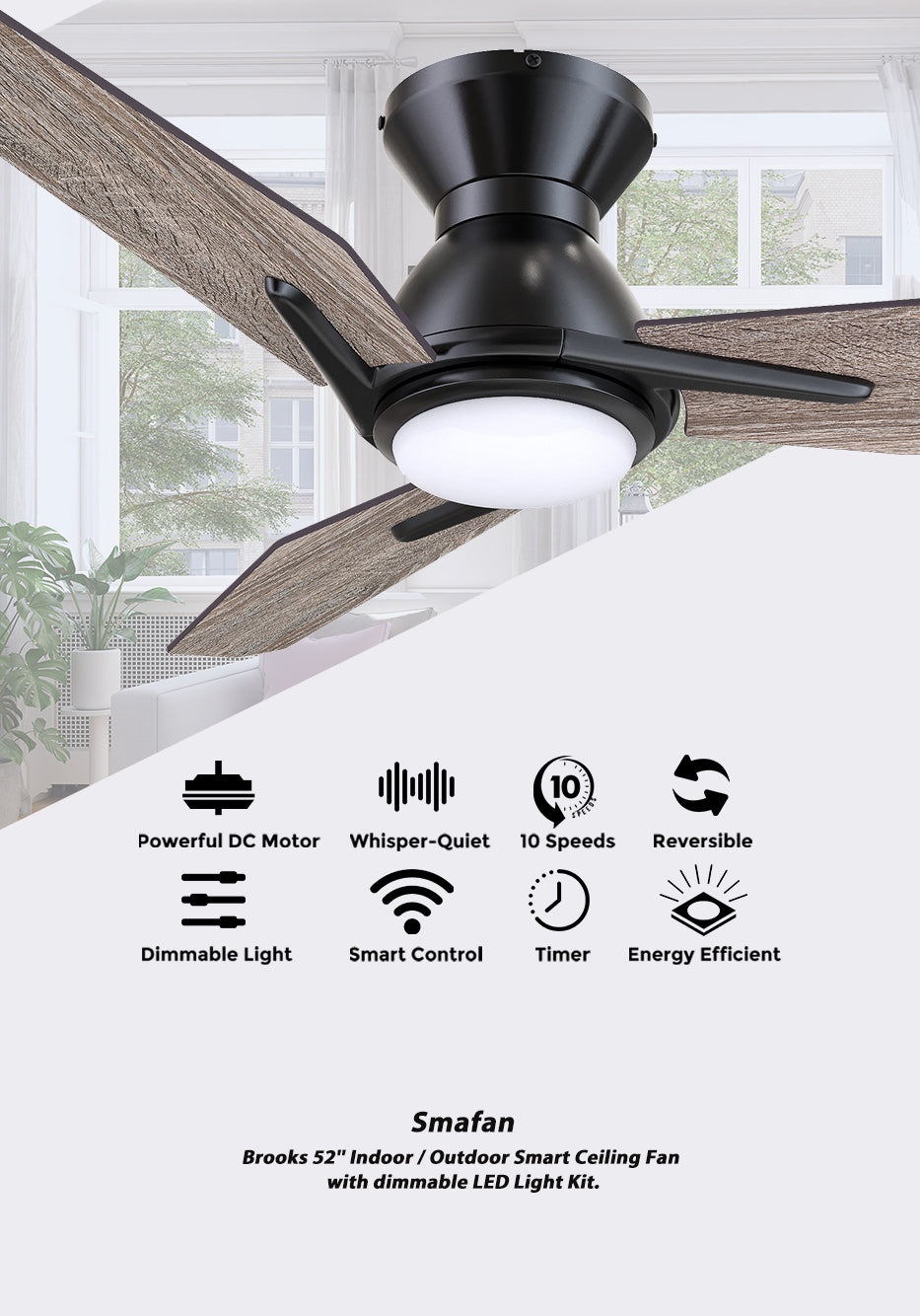 Carro-Smafan-52”-Brooks-Flush-Mount-Smart-Ceiling-fan-Works-with-Amazon-Alexa
