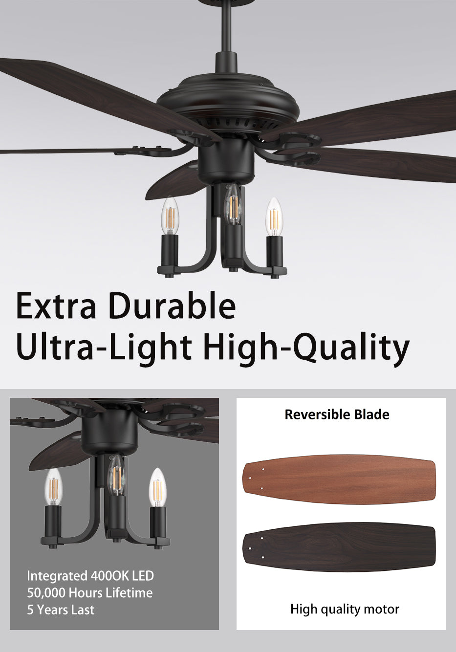 Carro-Smafan-Bryson-52''-10-speed-Crystal-Ceiling-Fan-with-Remote-and-Reversible-Fan-Blades-brilliant-upscale-design-good-Reliable-Finest-Material