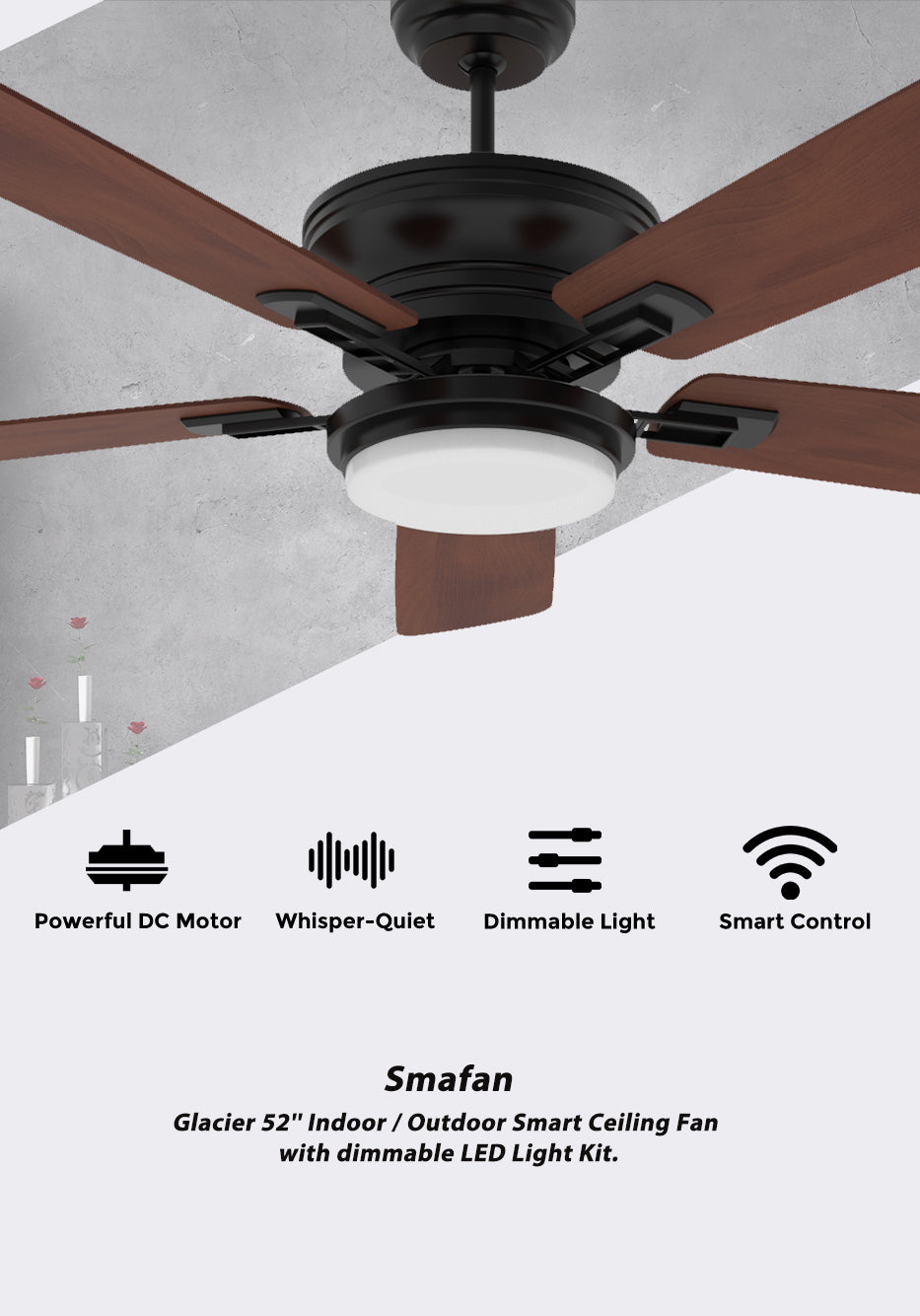 Carro-Smafan-Glacier-52''-Smart-Modern-Ceiling-Fan-with-Dimmable-LED-Light-Kit
