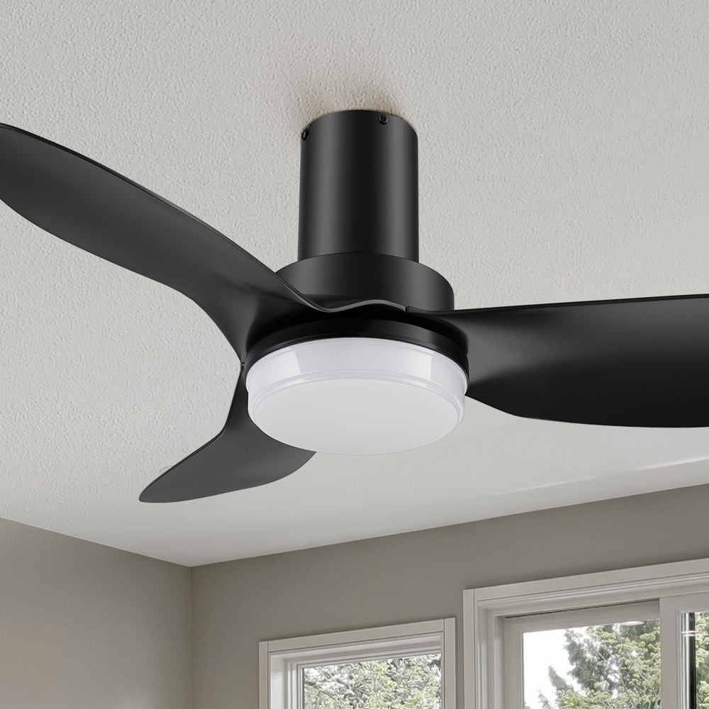 Carro Nefyn 36/45 inches flush mount ceiling fan! Designed with a compact exterior, a flush mount, an advanced DC motor, and luminous LED lighting. #color_Black
