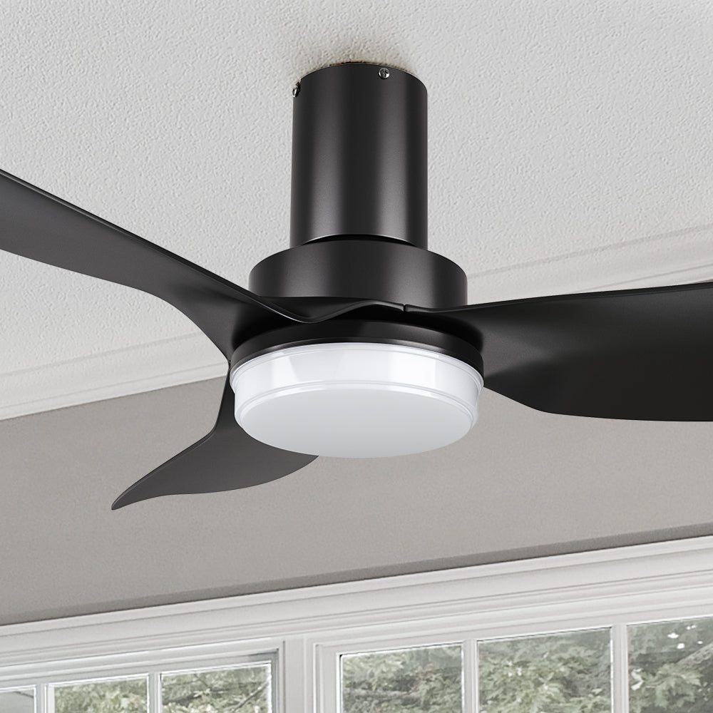 Carro Nefyn 45 inches flush mount ceiling fan! Designed with a compact exterior, a flush mount, an advanced DC motor, and luminous LED lighting. #color_black