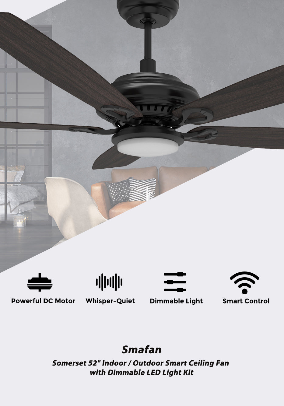 Carro-Smafan-Somerset-52”-Indoor-and-Outdoor-Ceiling-Fan-Controlled-by-Remote-and-Smart-APP