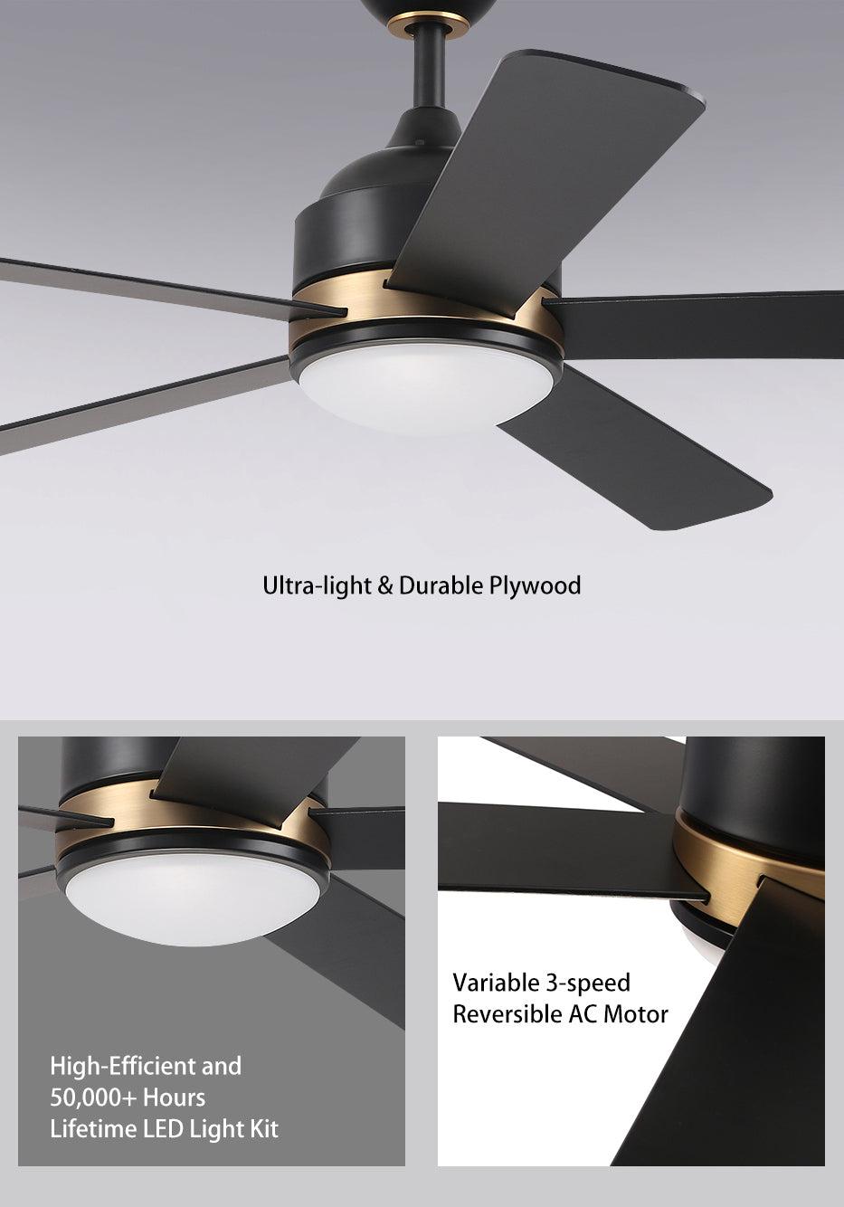 Carro-Smafan-Soran-52”-Wifi-Ceiling-Fan-Drop-mount-Or-Hugger-mount-Installation-available