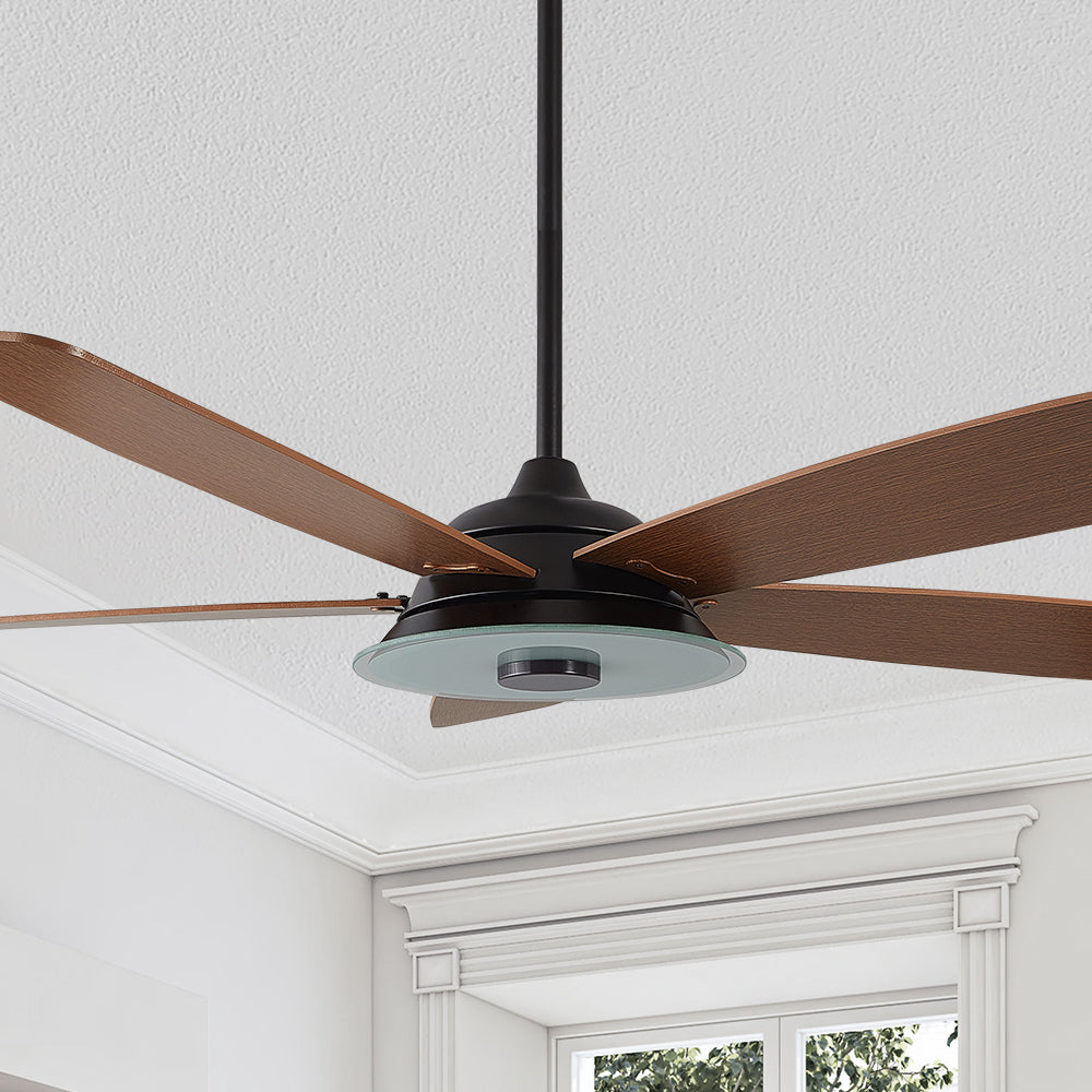 Striker Outdoor 52'' Smart Ceiling Fan with LED Light Kit-Black base with fine wood grain blades#color_fine-wood