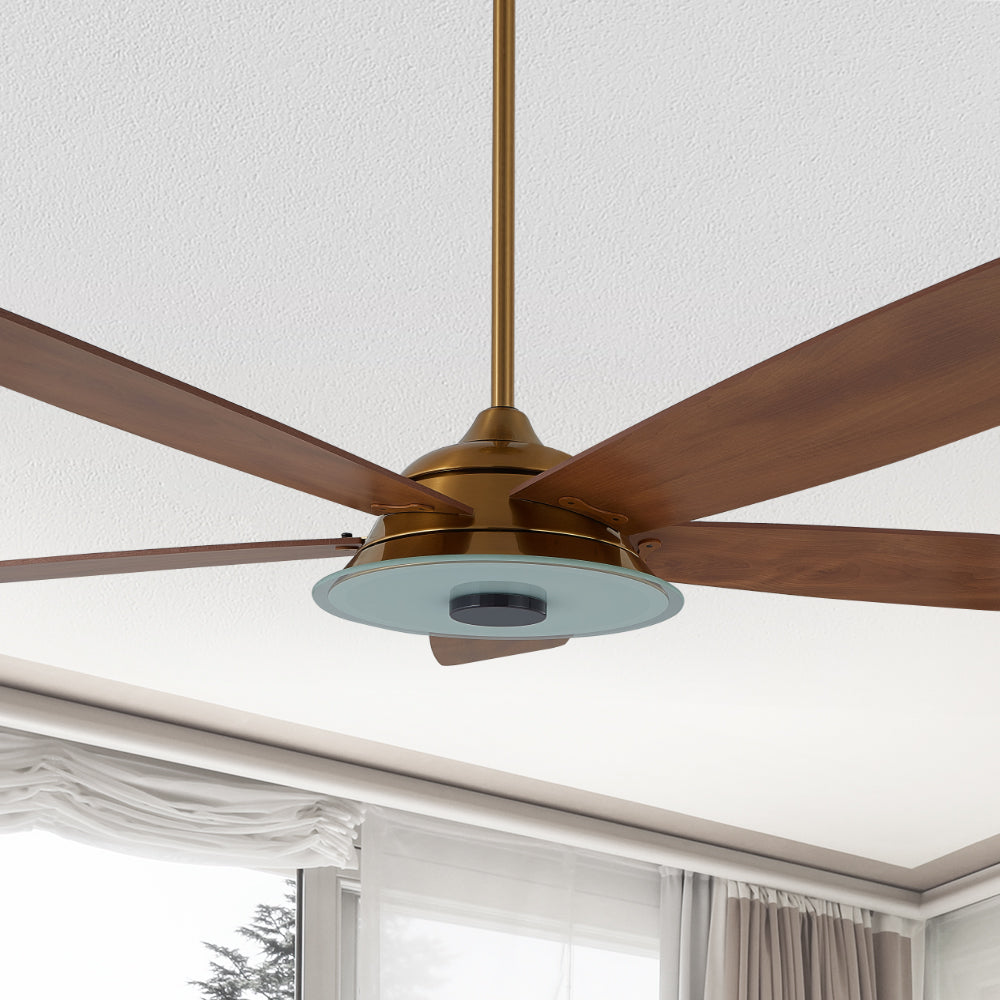 Striker Outdoor 52'' Smart Ceiling Fan with LED Light Kit-Gold base with fine wood grain blades#color_gold