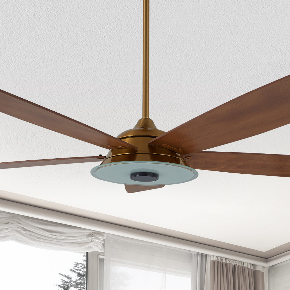 Carro Home Striker 56'' 5-Blade Smart Ceiling Fan with LED Light Kit & Remote - Gold Case and Fine Wood Fan Blades#color_Gold