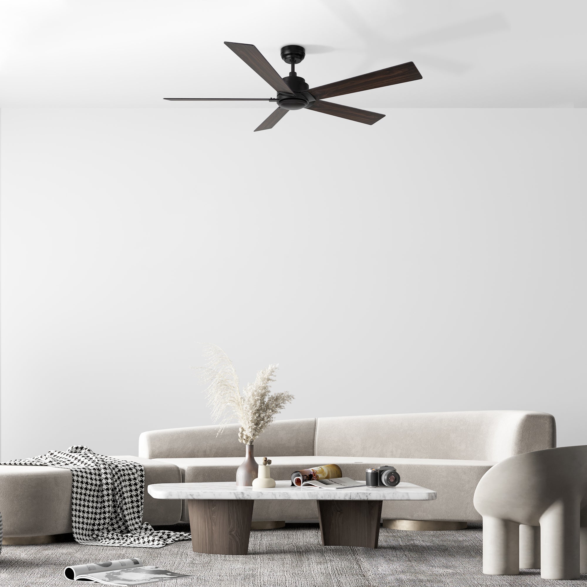 Carro Welland 60 inch remote control ceiling fans boasts a simple design with a Black finish and elegant Plywood blades, will keep your living space cool and stylish. #color_Black
