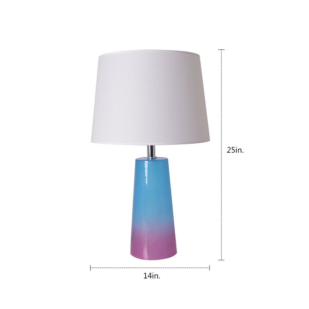 Product image of the Rosemary table lamp with text overlay indicating dimensions—25 inches in height and 14 inches in lampshade diameter. 