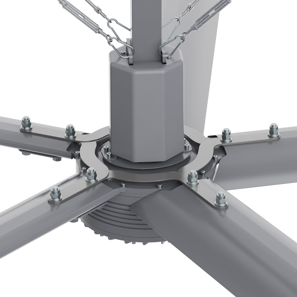 Close-up view of the 12ft industrial fan&