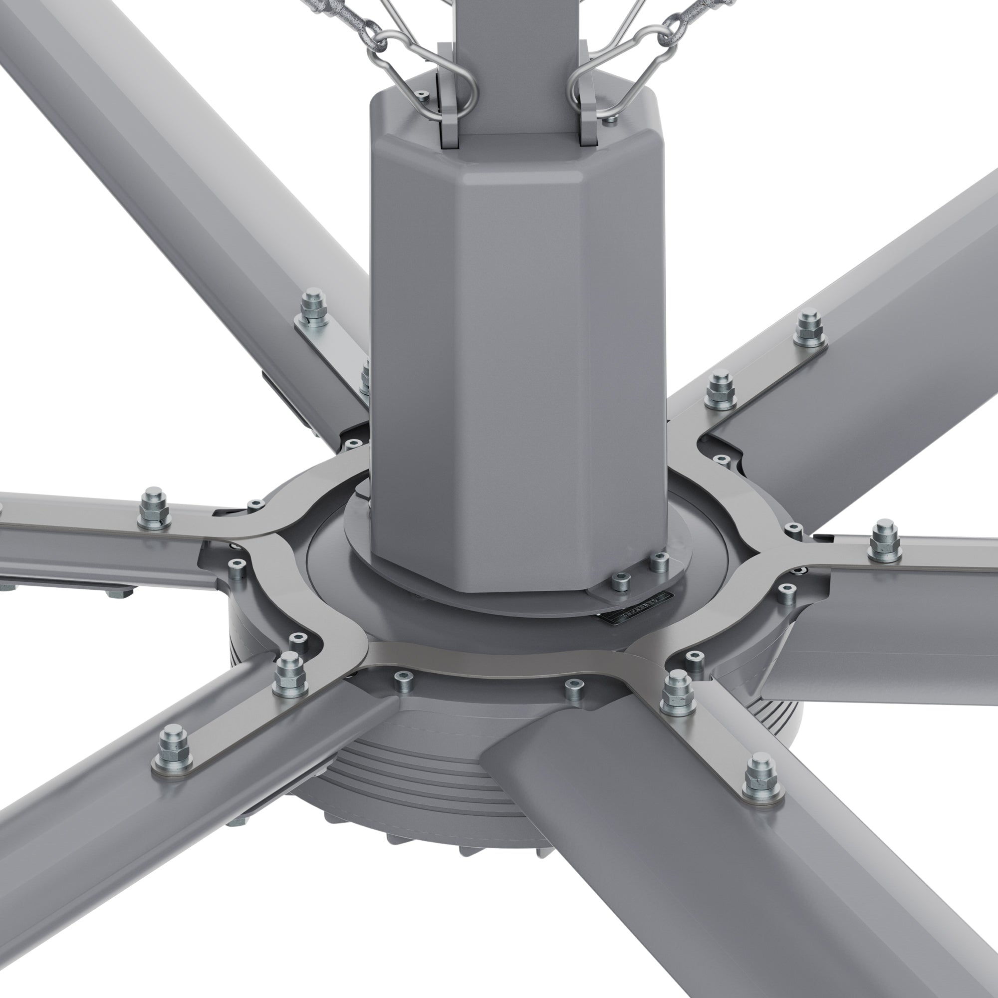 Close-up view of the 20ft industrial fan&