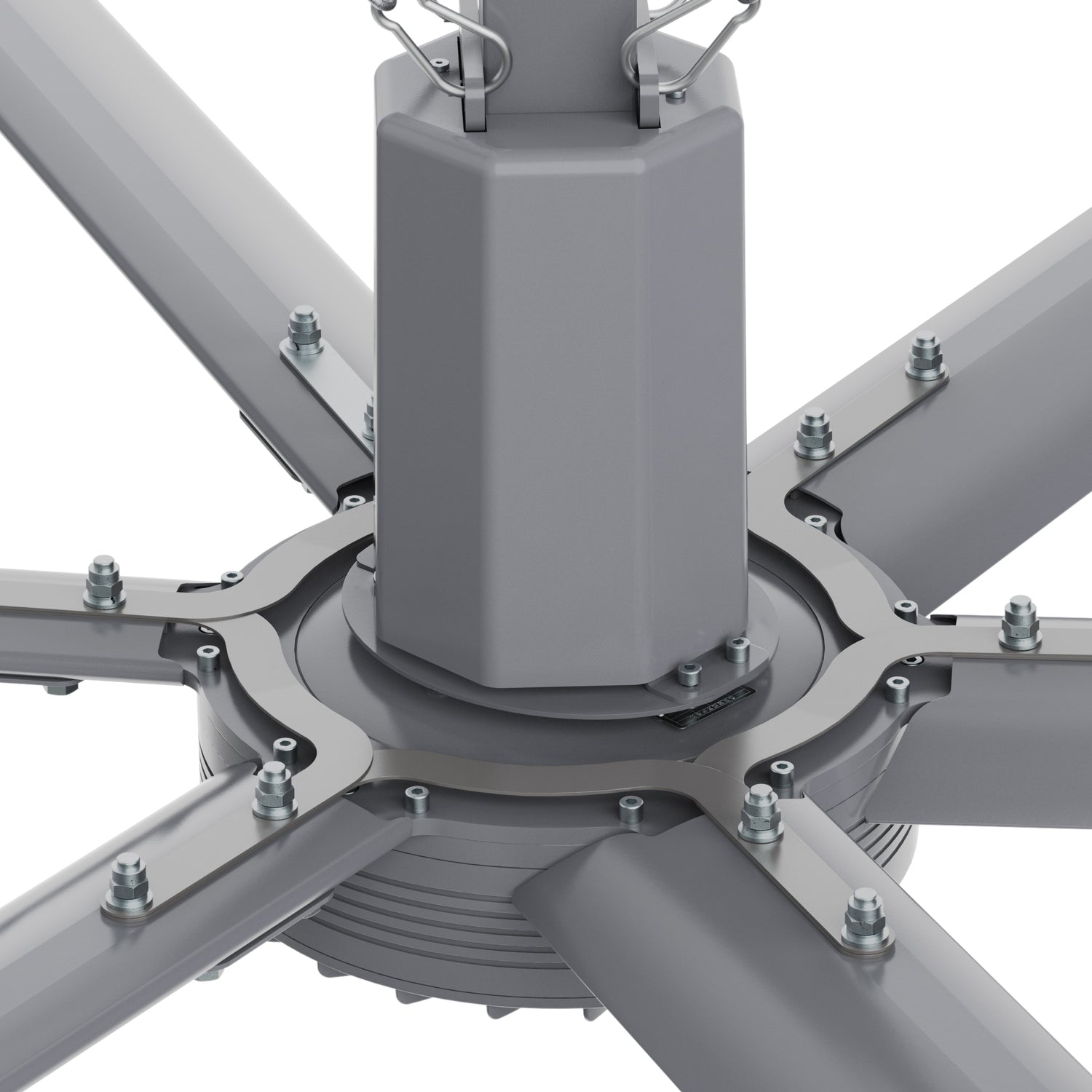 Detailed view of the bottom part of 24ft industrial fan&