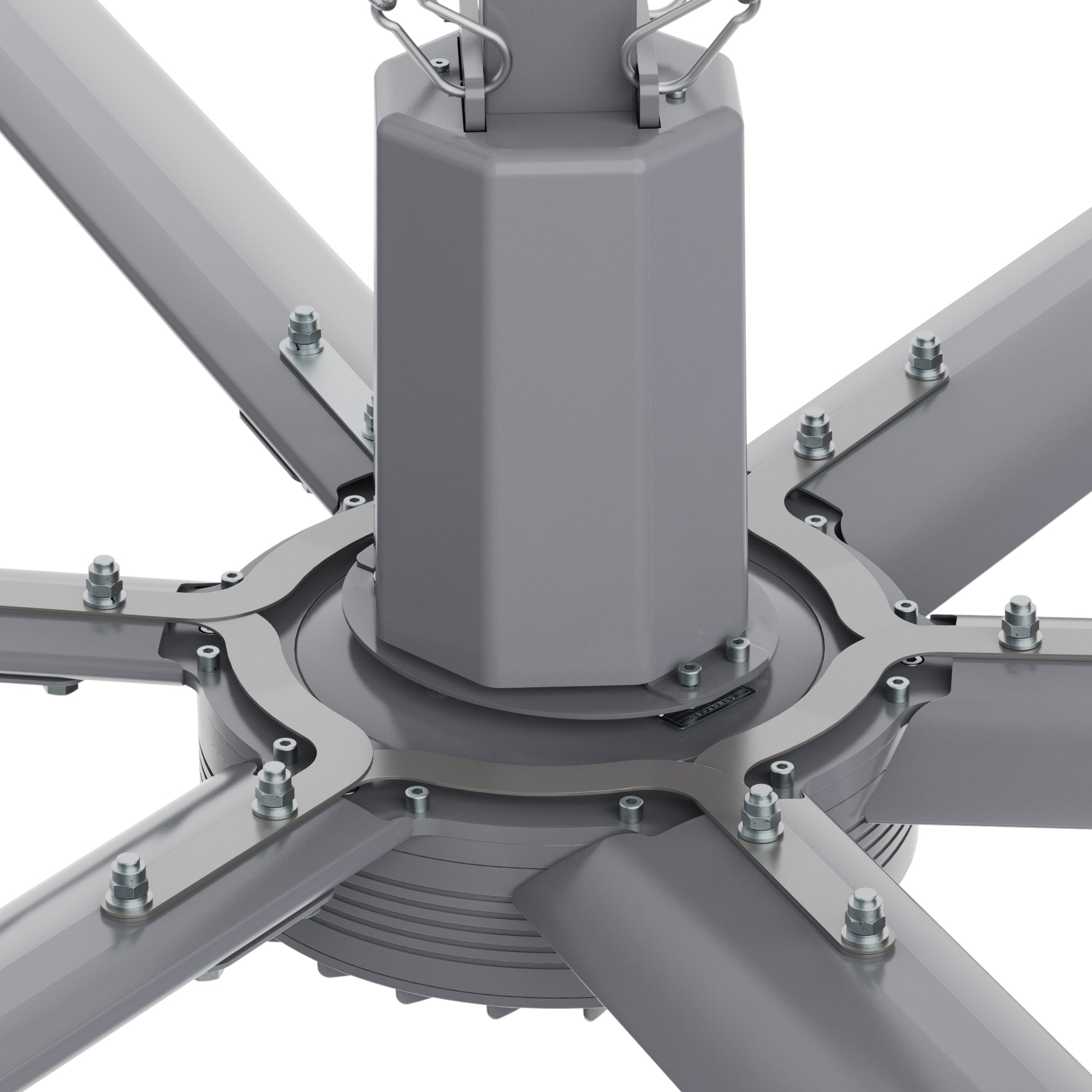 Detailed view of the bottom part of 24ft industrial fan&