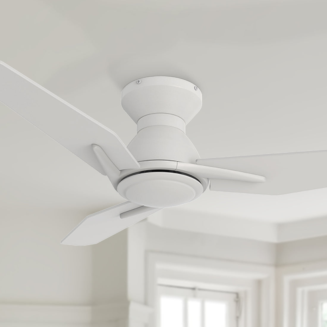 Carro smafan low-profile ceiling fans without lights 44 inch, white finish
