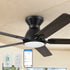 Essex2 Outdoor Smart Low Profile Ceiling Fan with LED Light and remote / wall control. 