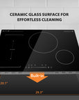 30 inch built-in induction cooktop with ceramic glass surface for effortless cleaning. 
